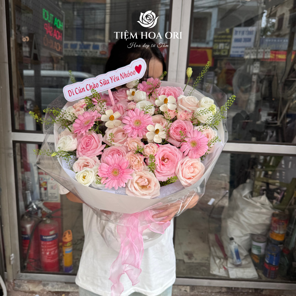bó hoa hồng mix